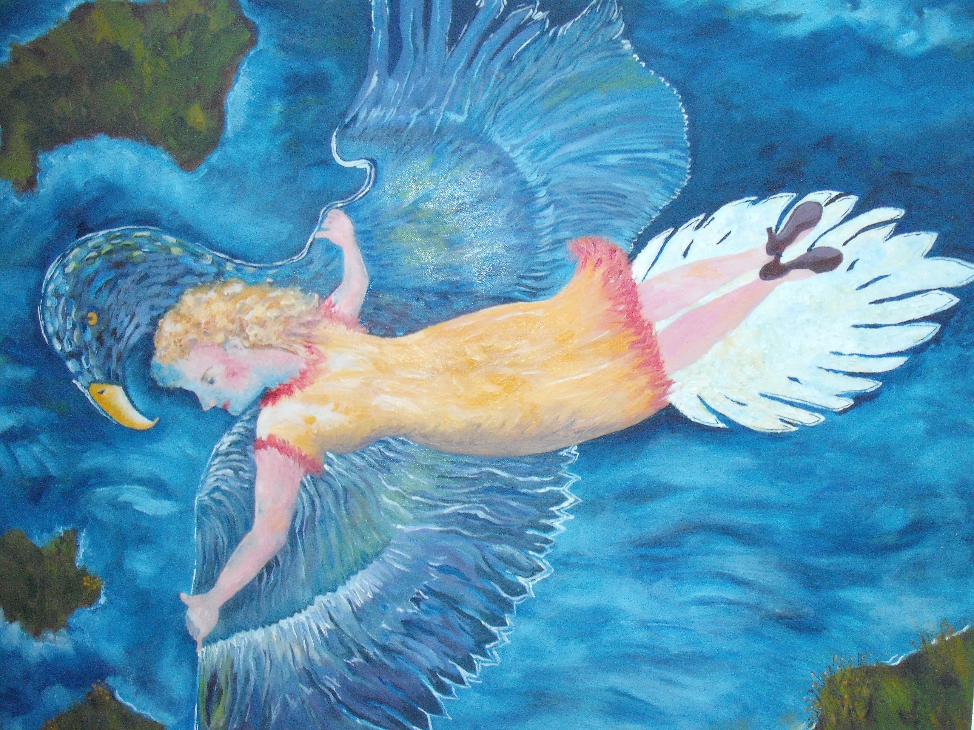 Flying lessons, oil, 32 × 24 in