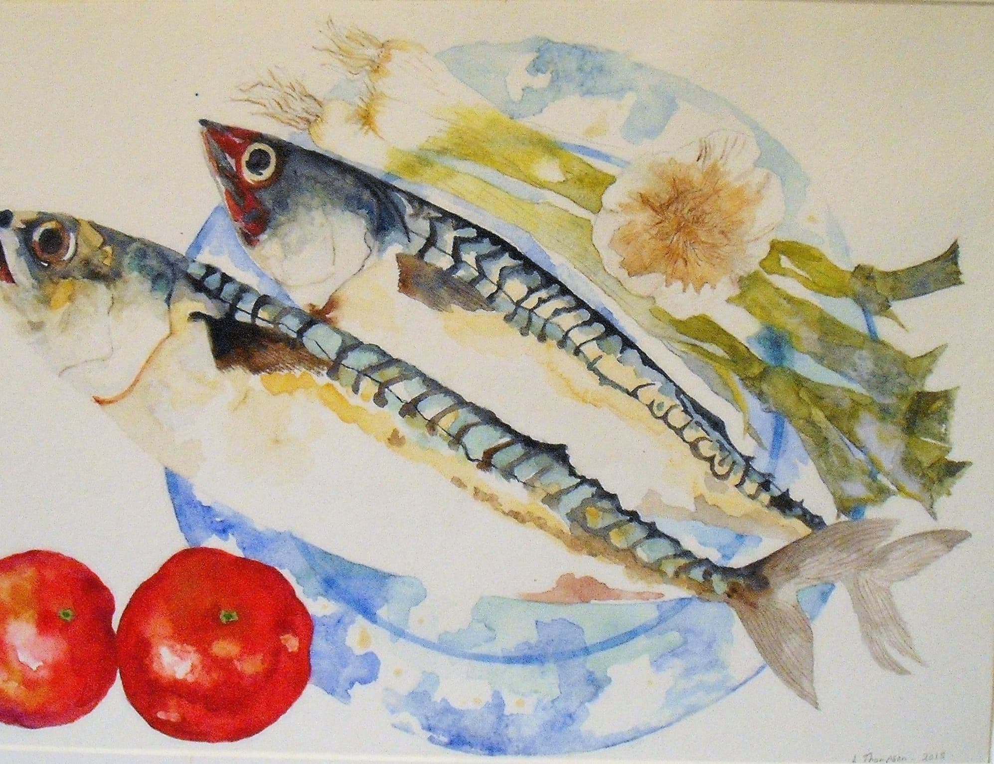 Mackerel, watercolour, Watercolour