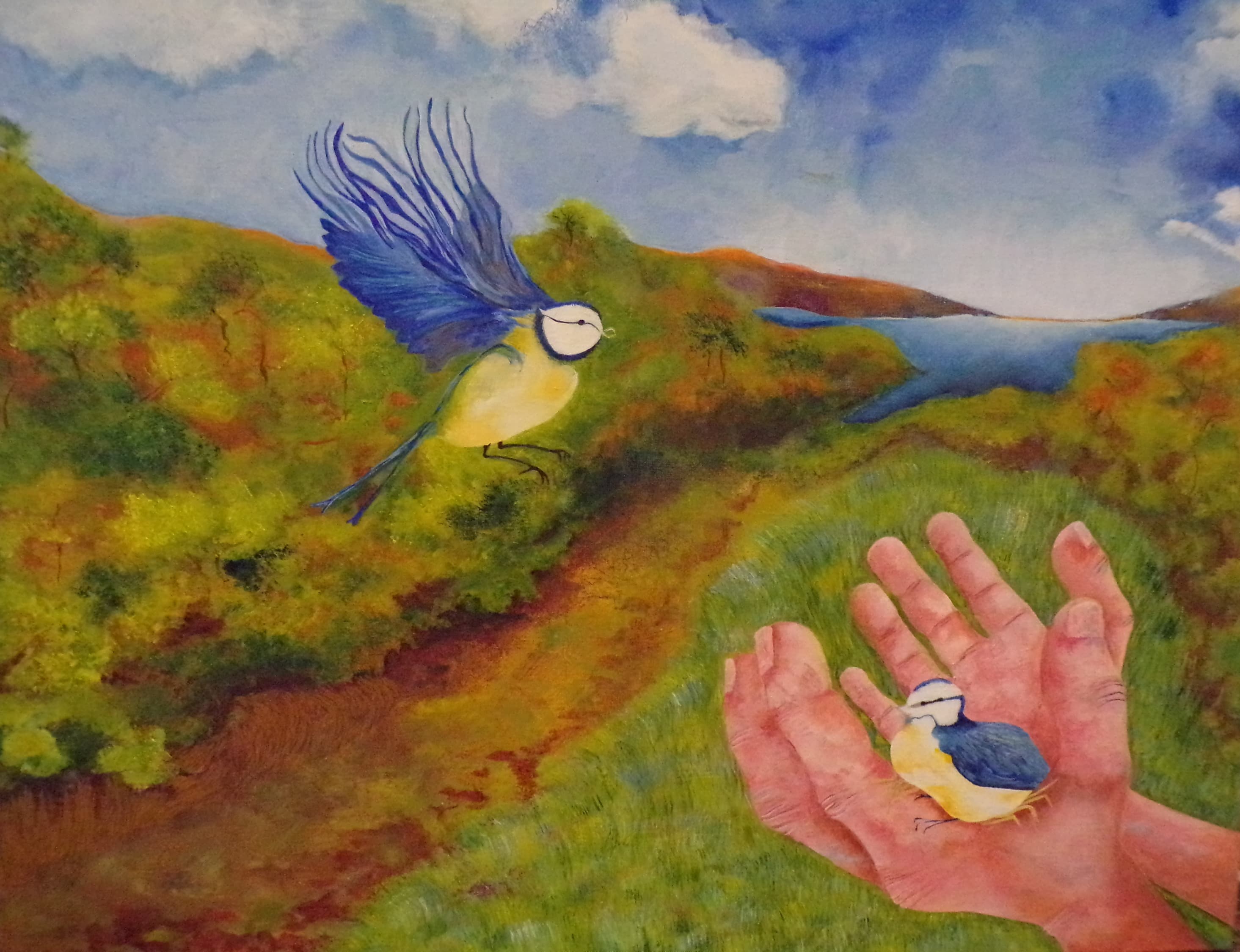 My Heart Is Like a Bird In Your Hand, oil, Oil on canvas