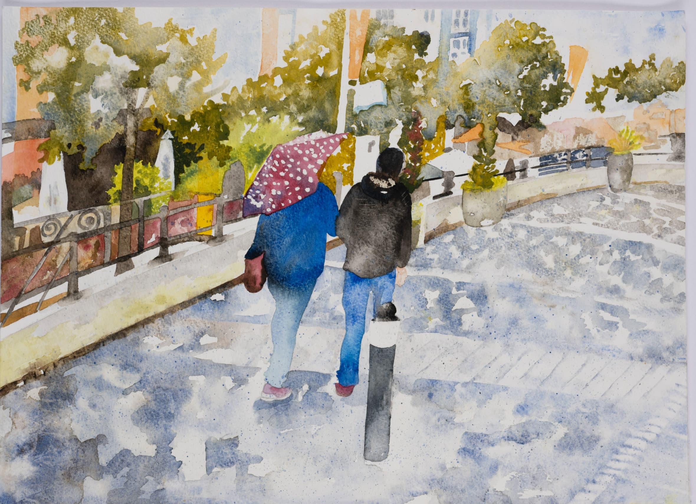 Rainy day, watercolour, 11.7 × 16.5 in (A3)