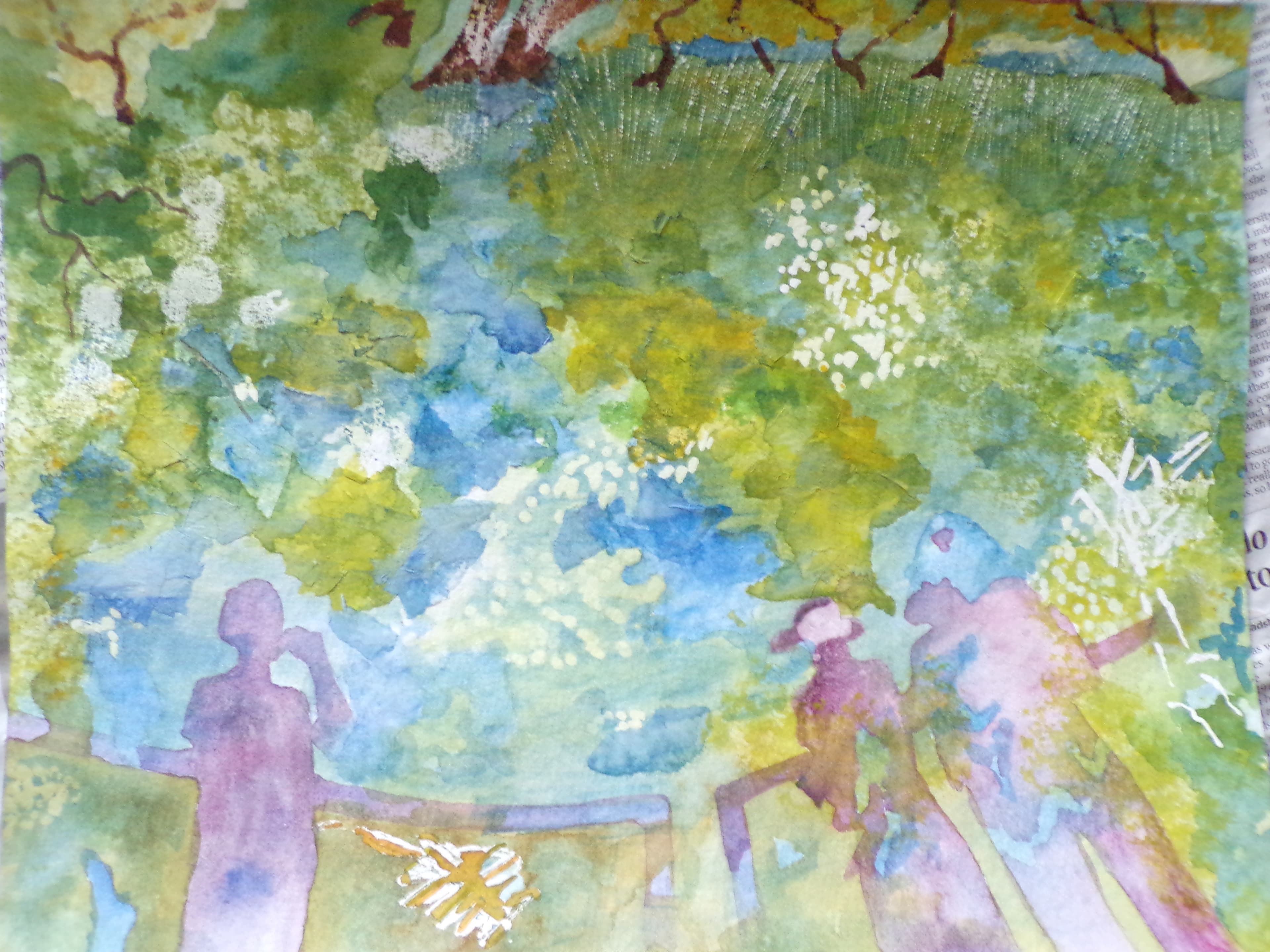 Reflections in the Itchen, watercolour, 8.3 × 11.7 in (A4)