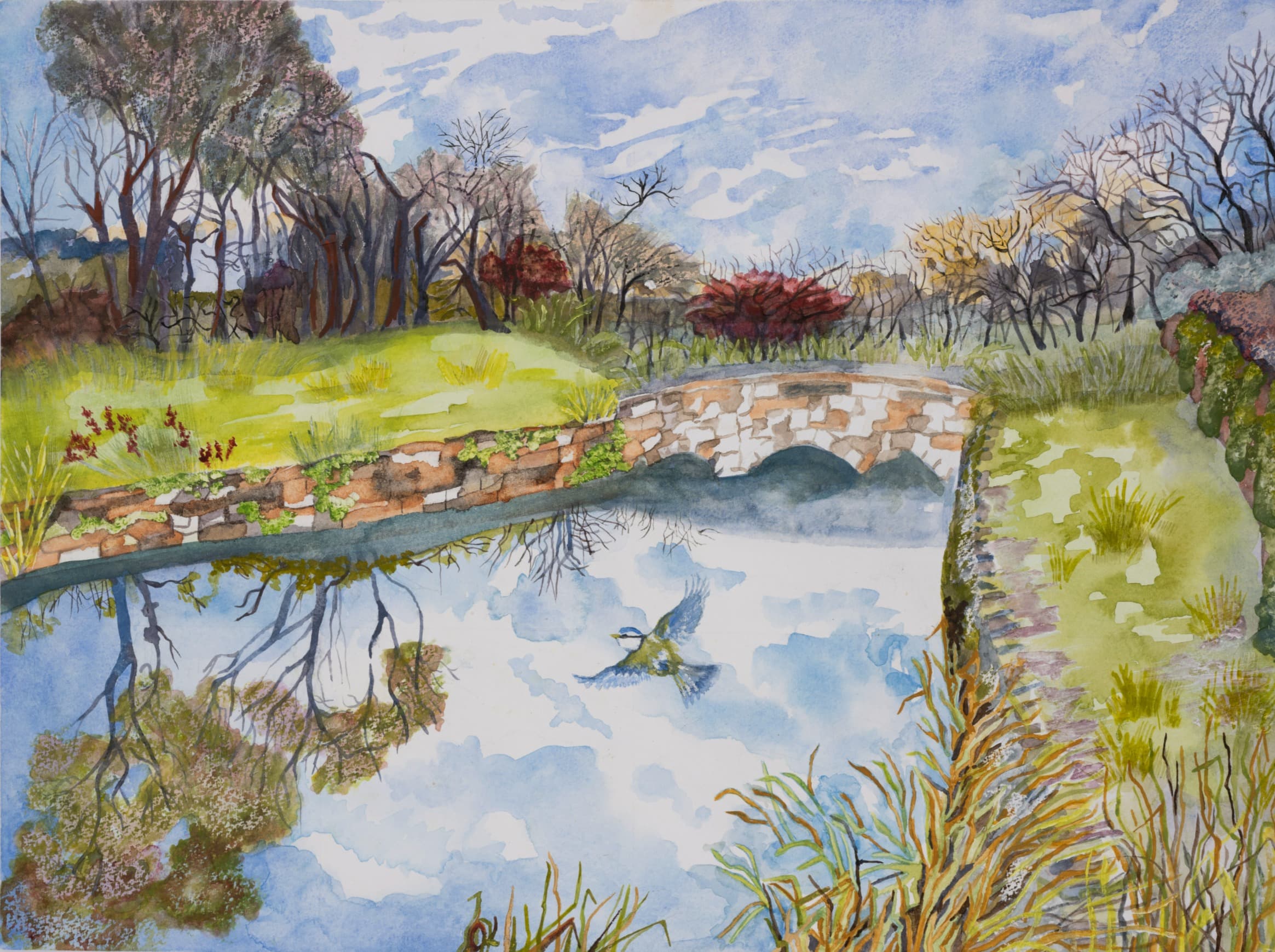 River Meon, watercolour, 11.7 × 16.5 in (A3)