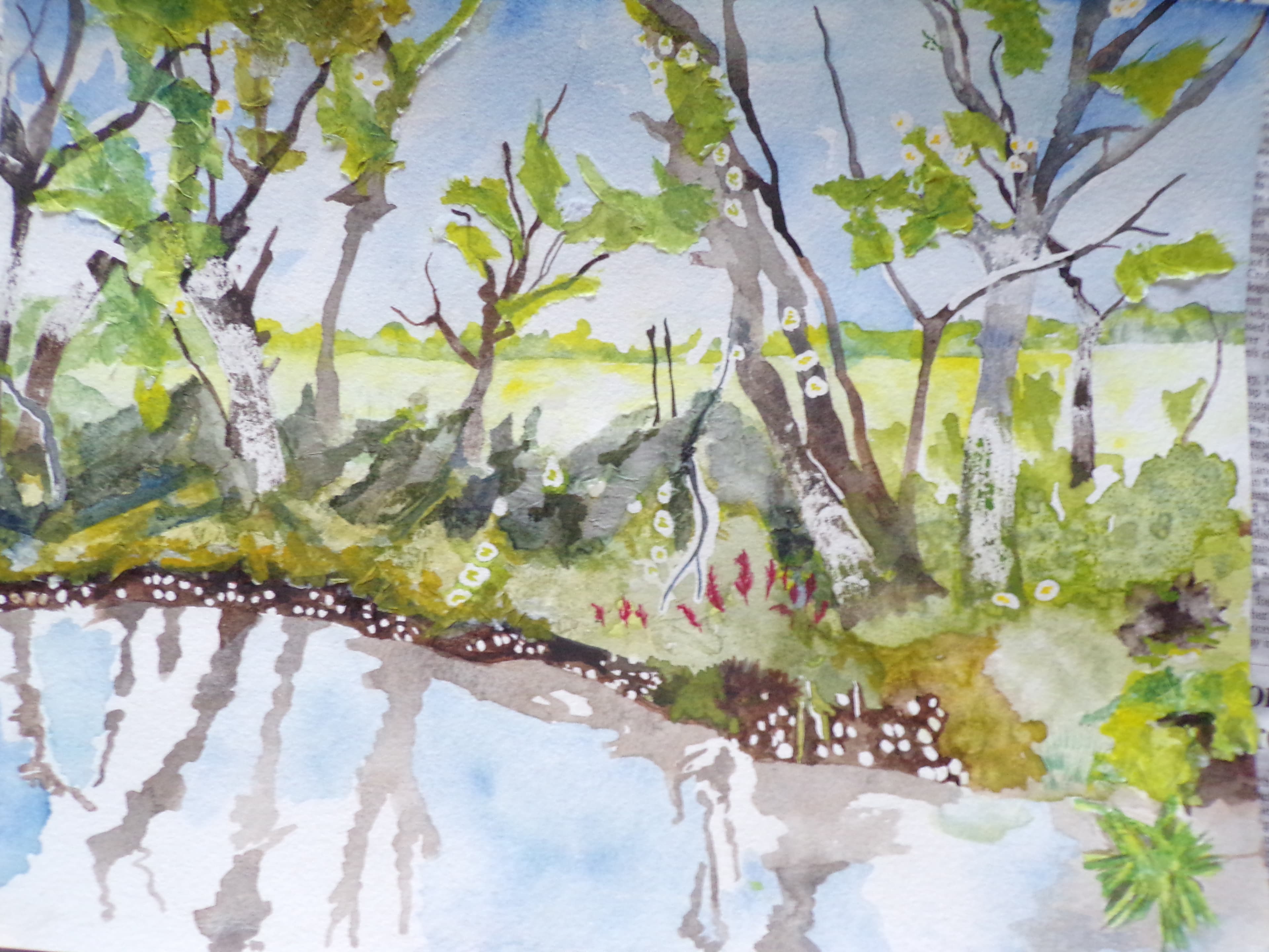 River Meon, watercolour, 8.3 × 11.7 in (A4)