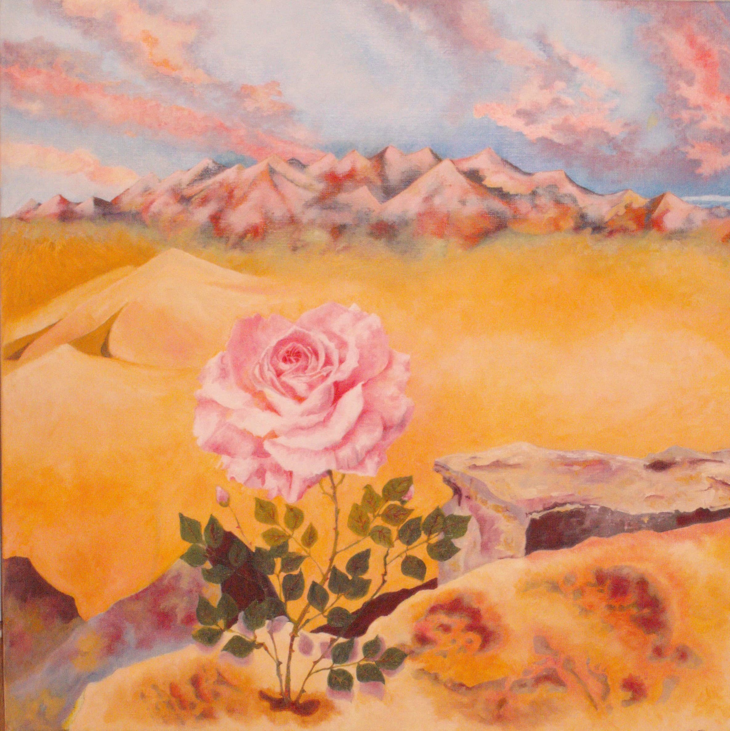 Rose In The Desert, oil, Oil on canvas