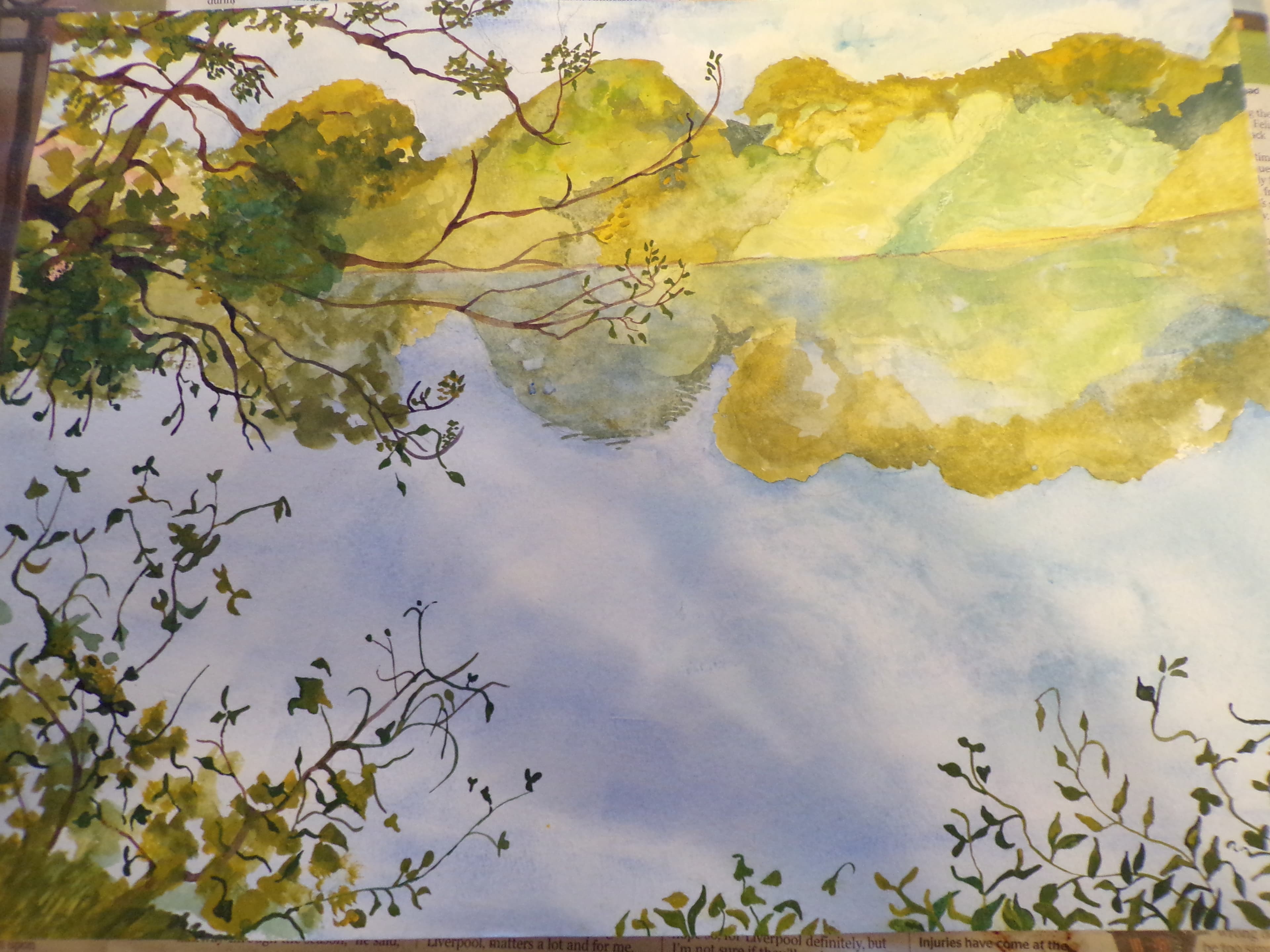 The Lake, watercolour, 8.3 × 11.7 in (A4)