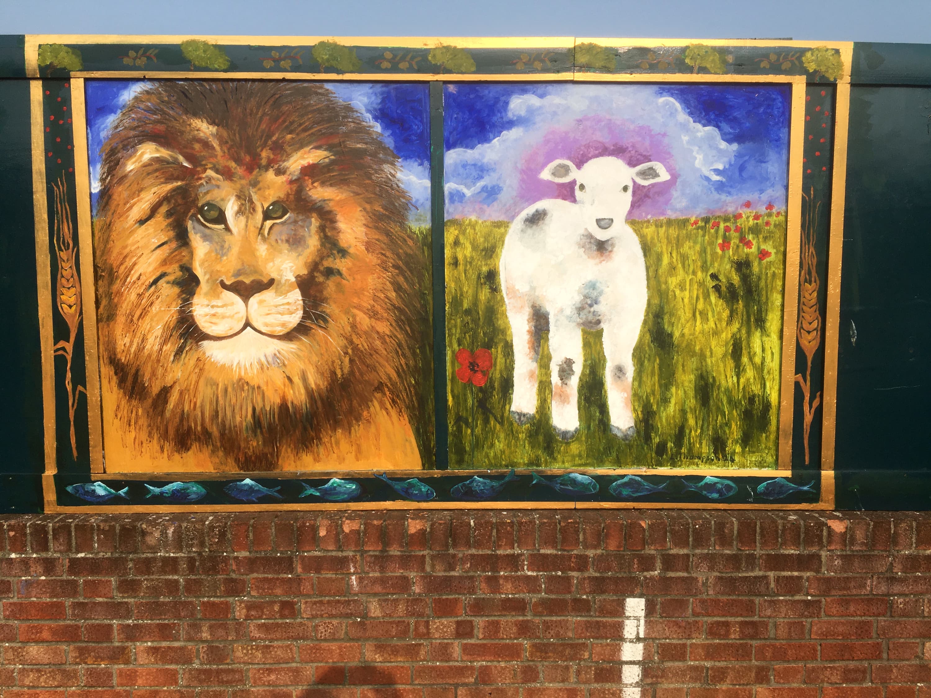 The Lion · The Lamb, hoardings mural panel, Gosport 2024